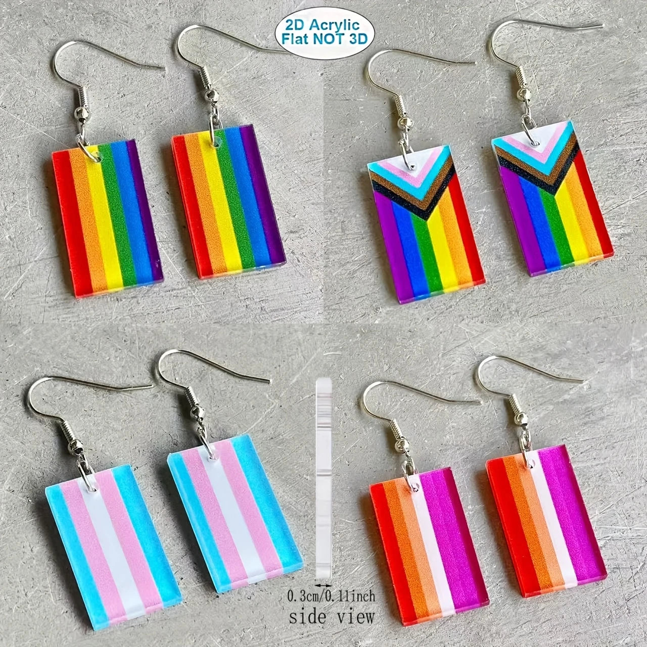 Acrylic Pride Flag Earrings