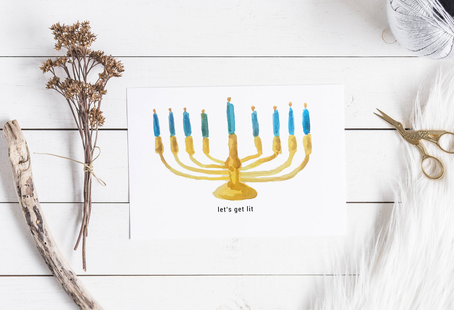 Get Lit Funny Punny Holiday Hanukkah Greeting Card