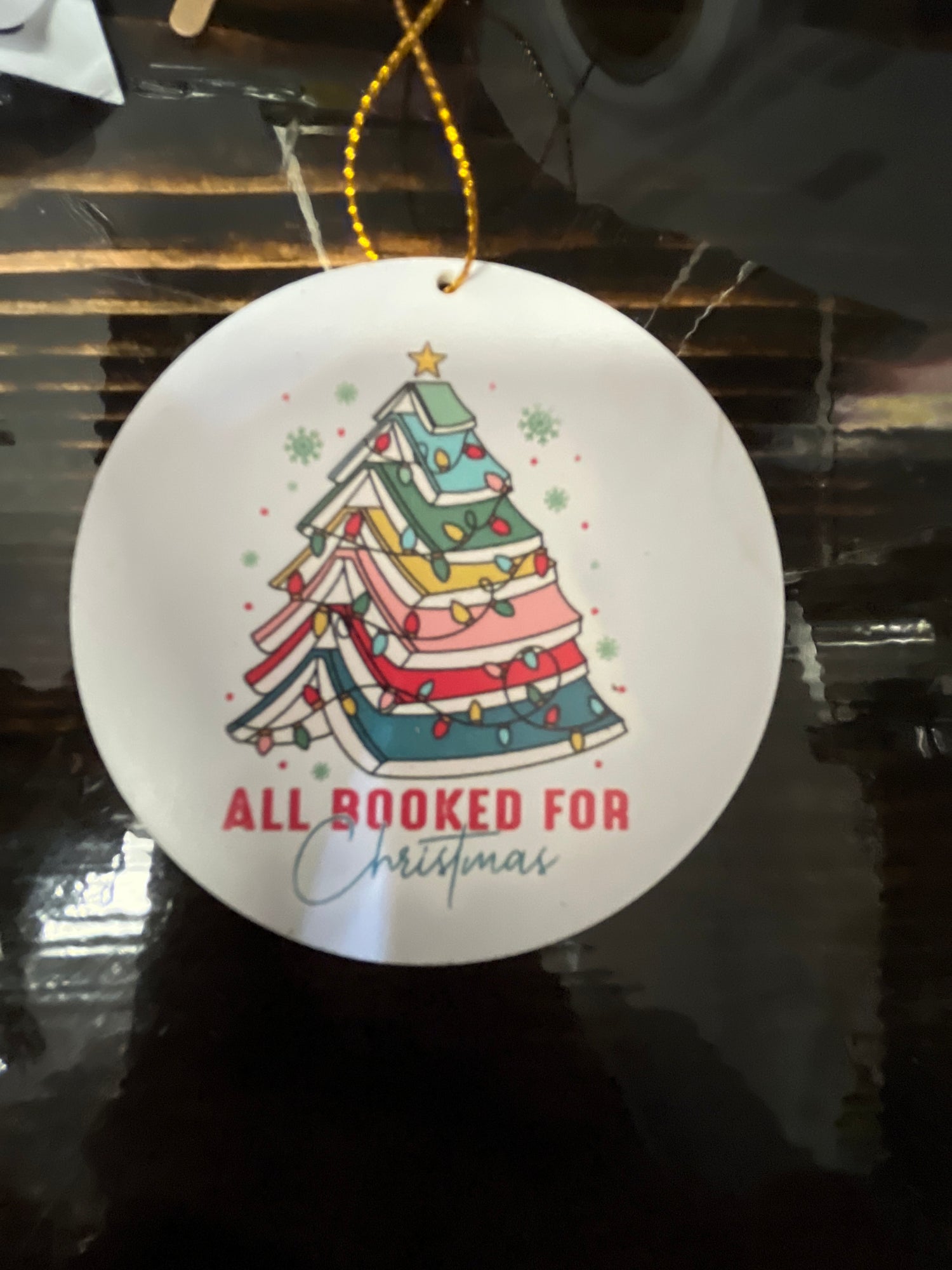 All Booked for Christmas Acrylic Ornament