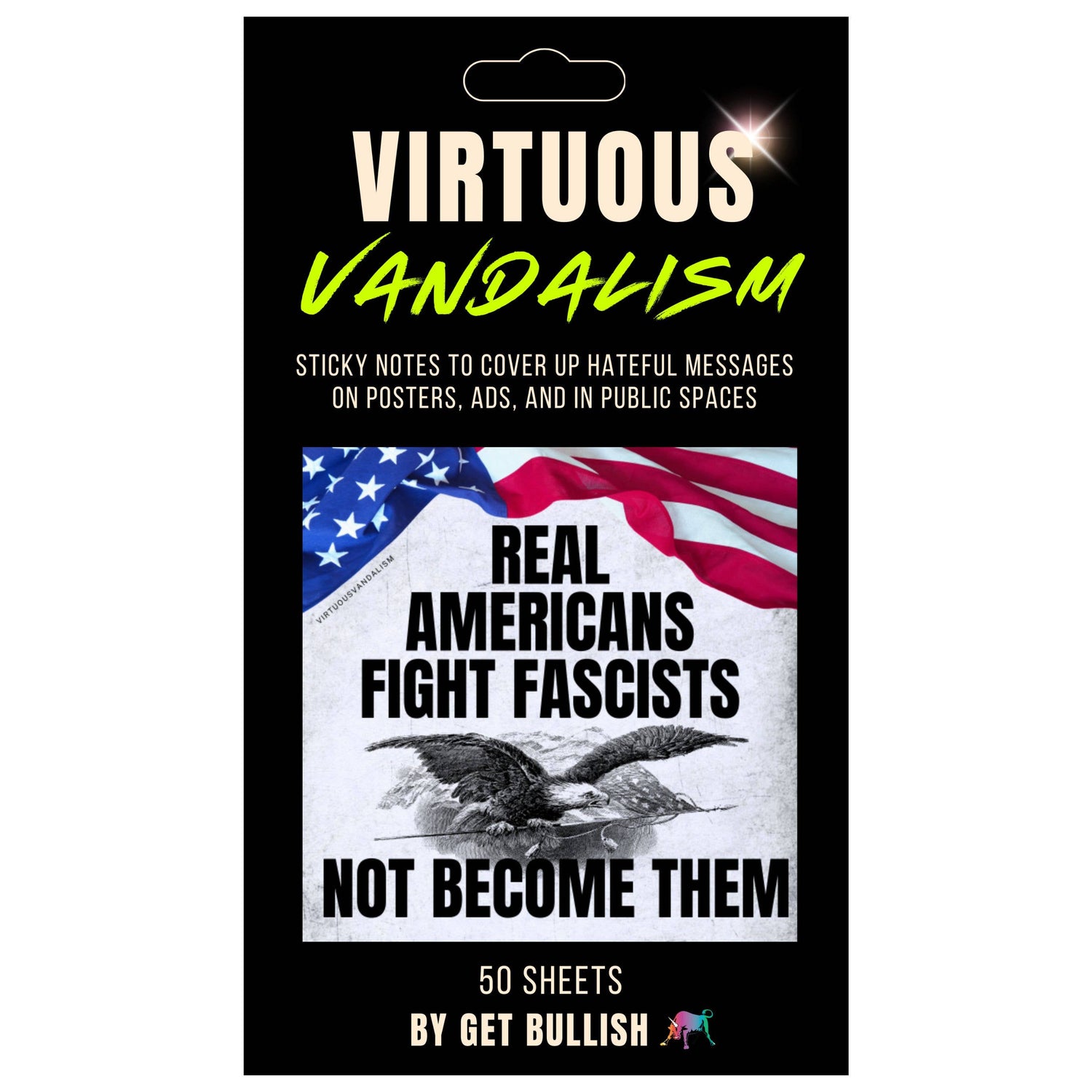 Virtuous Vandalism “Real Americans Fight Fascism” Stickers