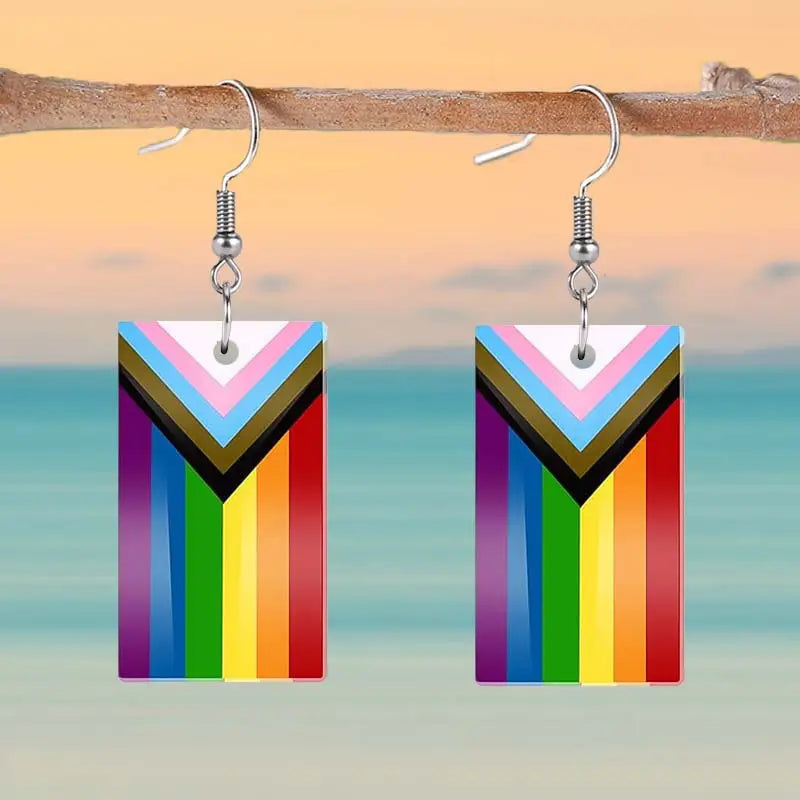 Rainbow Rectangle Earrings