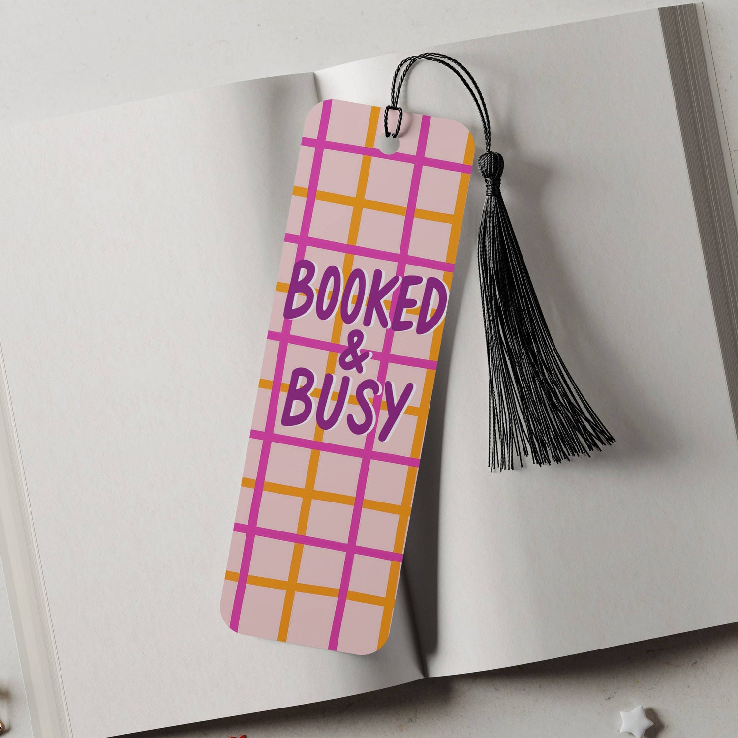 Booked and Busy Aluminum Metal Bookmark