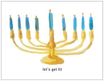 Get Lit Funny Punny Holiday Hanukkah Greeting Card