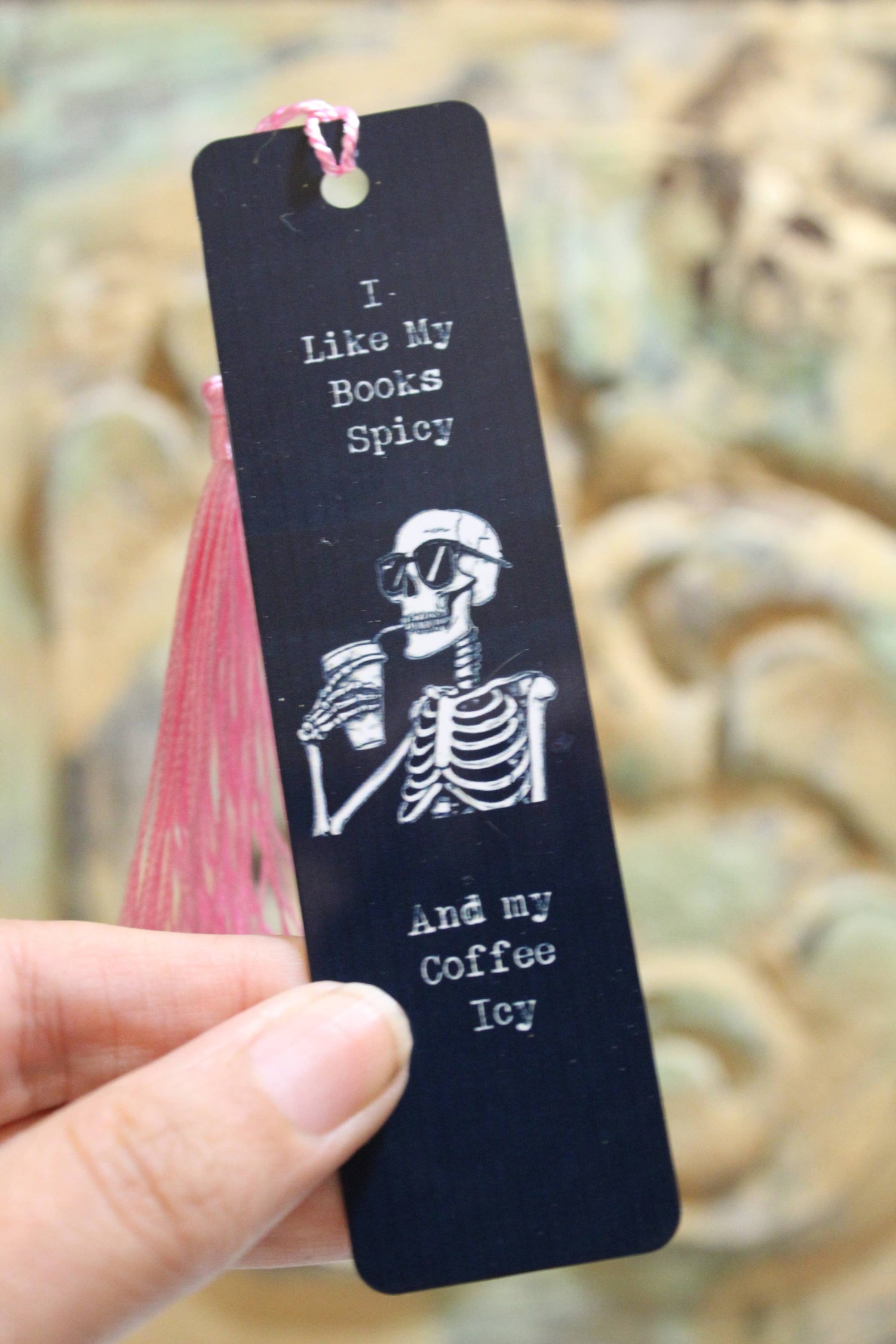I Like My Books Spicy and My Coffee Icy // Metal Bookmark
