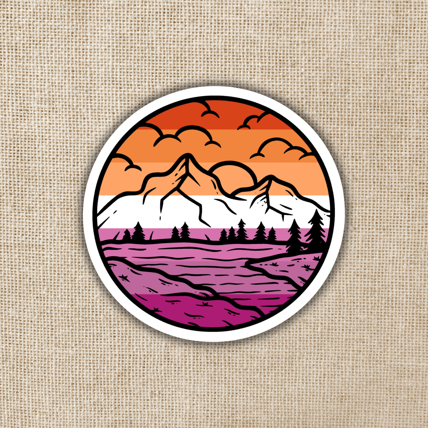 Lesbian Pride Mountainscape Flag Sticker