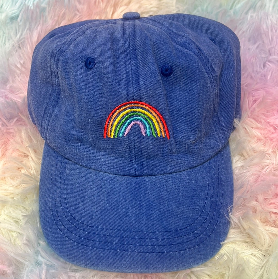 Rainbow Hat - Blue Distressed