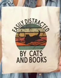 Easily Distracted by Cats & Books Tote