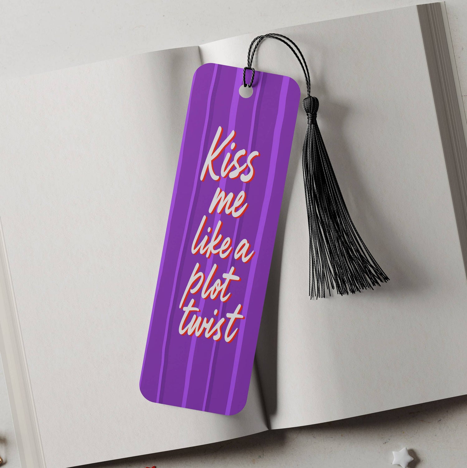 Neon Kiss Me Plot Twist Aluminum Metal Bookmark