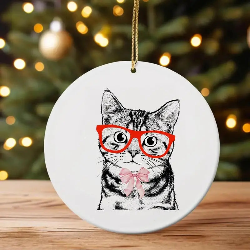 Cat with Glasses Ornament