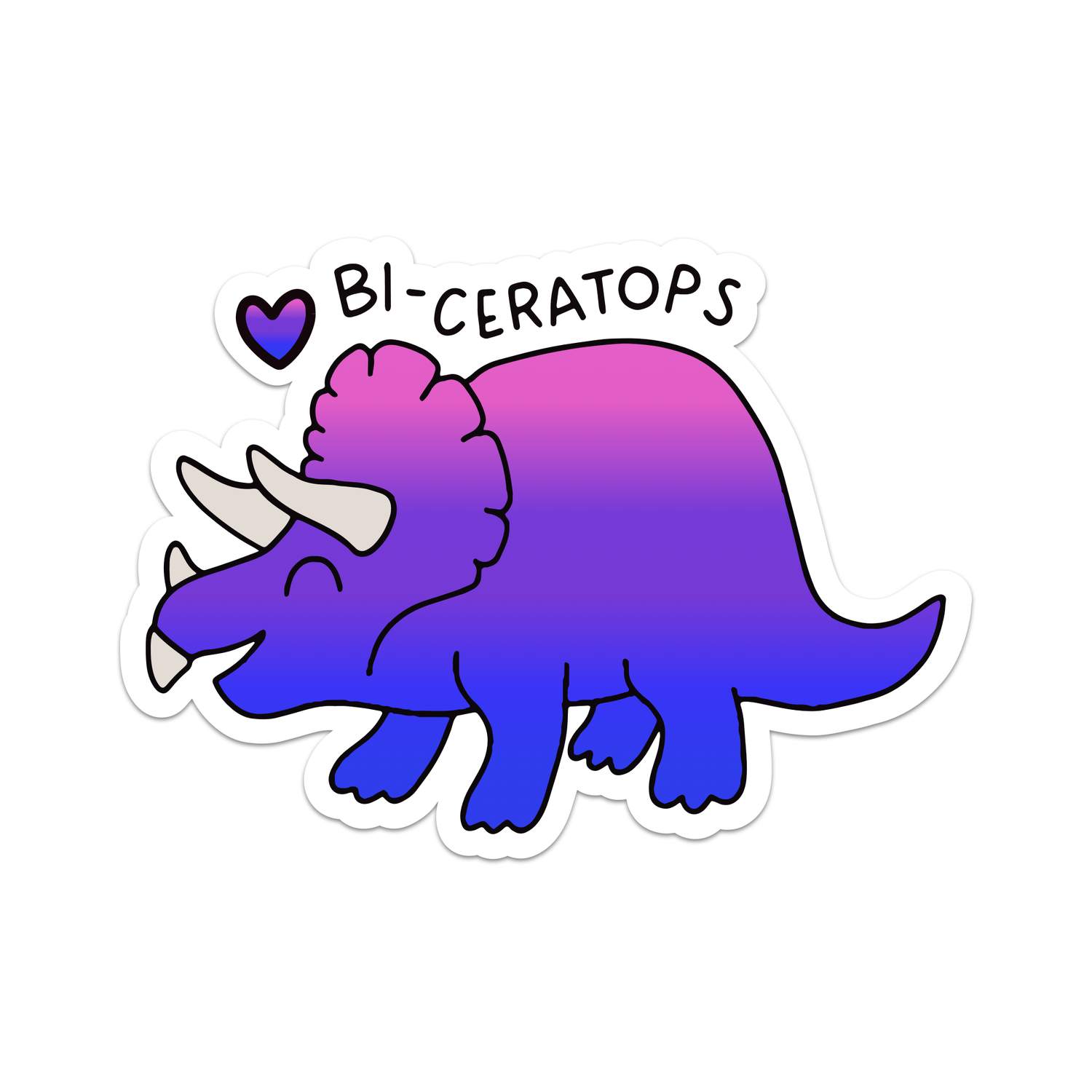 Bi-ceratops Pride Dinosaur Sticker: 3 inch / Vinyl Sticker