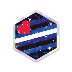 Starry Leather Pride Flag - Holographic Hexagon Sticker