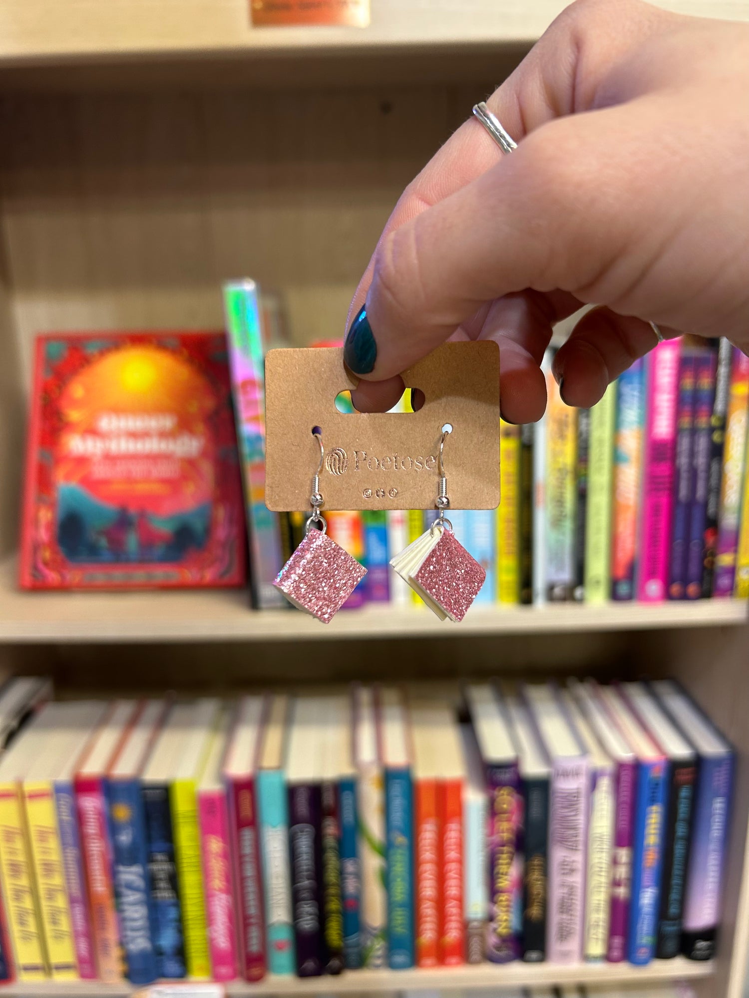 Pink Sparkle Book Earrings