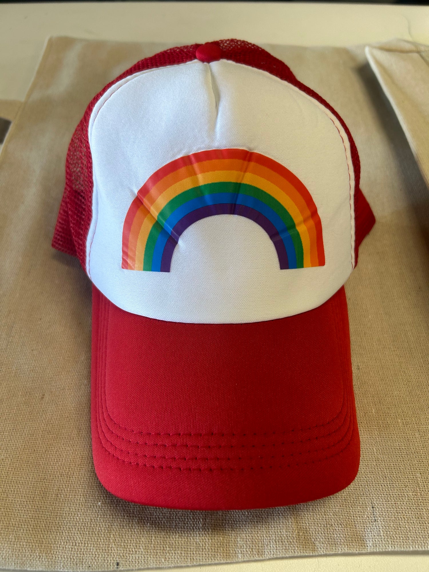 Red Pride Rainbow Trucker Hat