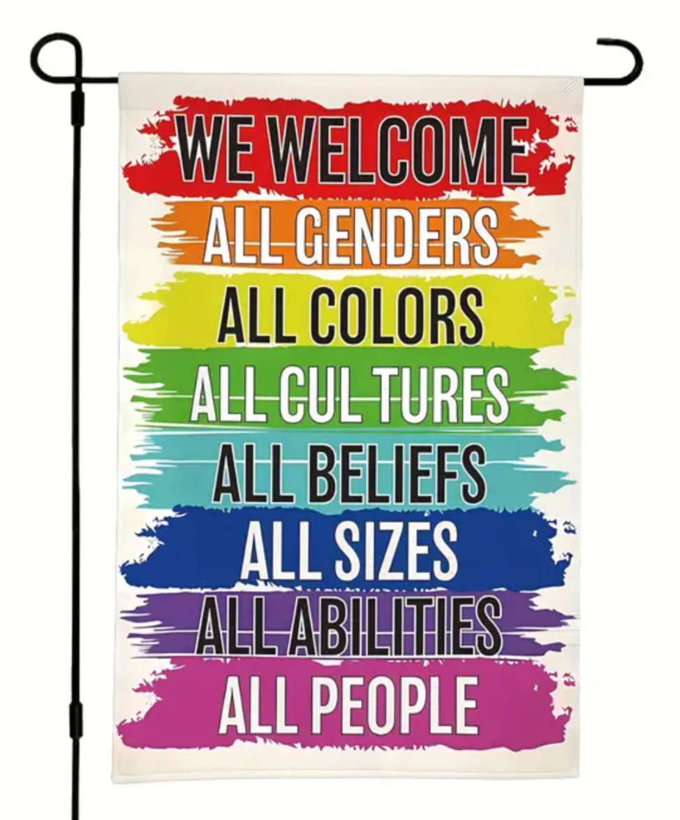 We Welcome All Genders Vibrant Rainbow Pride Flag - garden flag