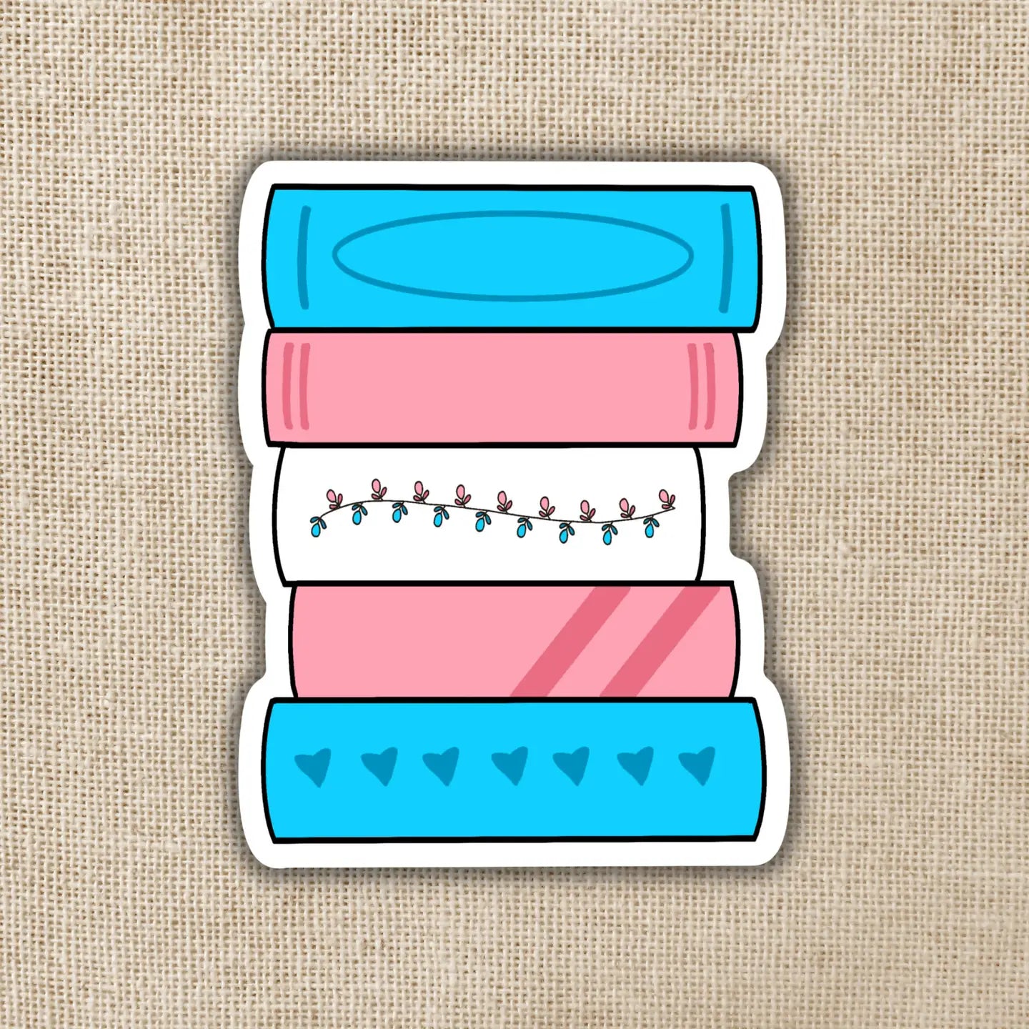 Trans Book Stack Flag Sticker