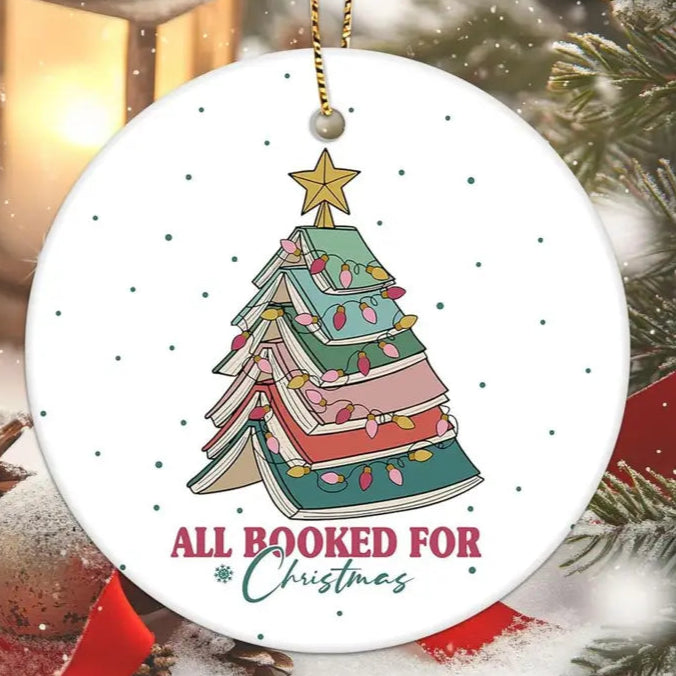 All Booked for Christmas Ornament