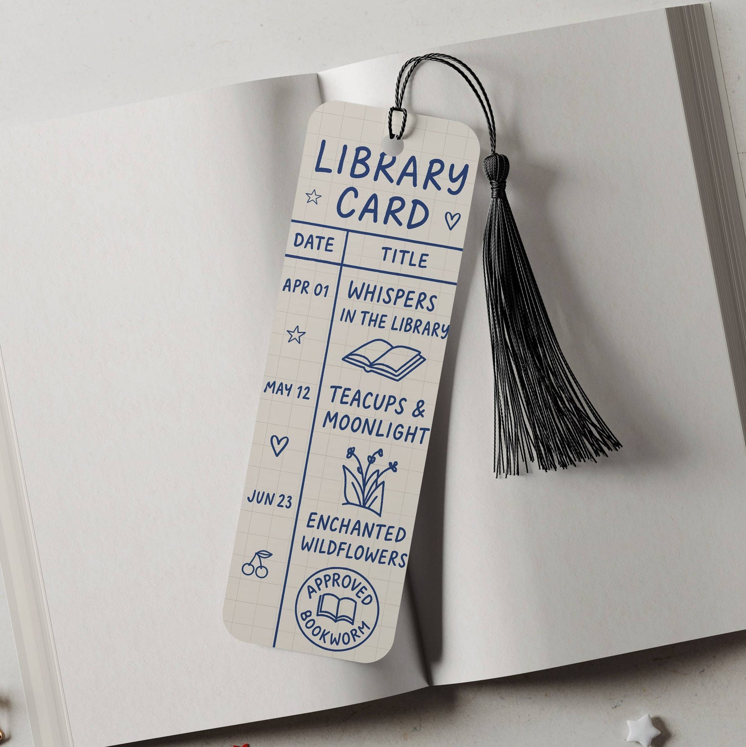 Library Card Aluminum Metal Bookmark