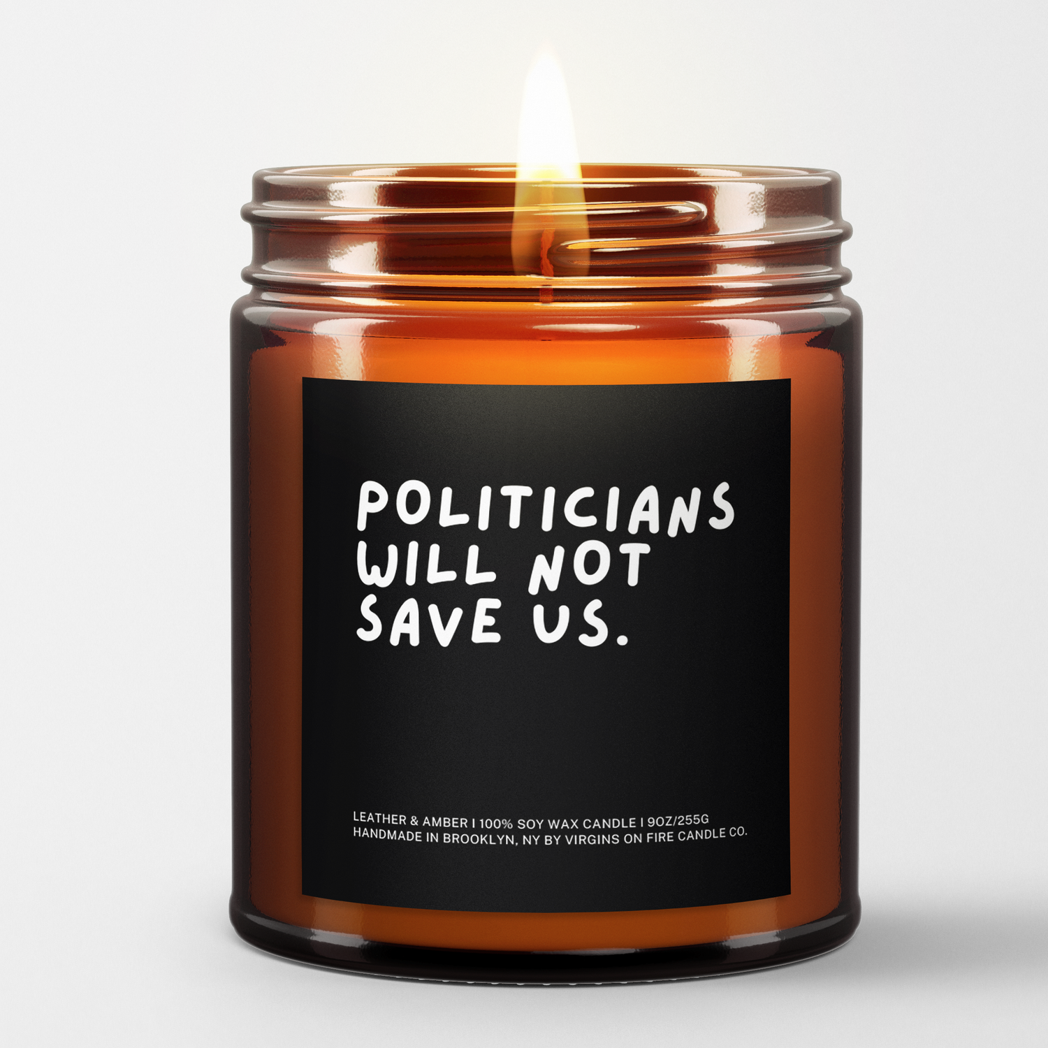 POLITICIANS WILL NOT SAVE US (Leather & Amber) Candle