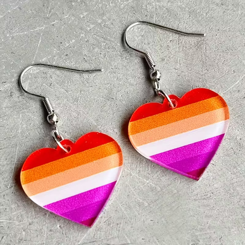 Heart Lesbian Pride Flag Earrings