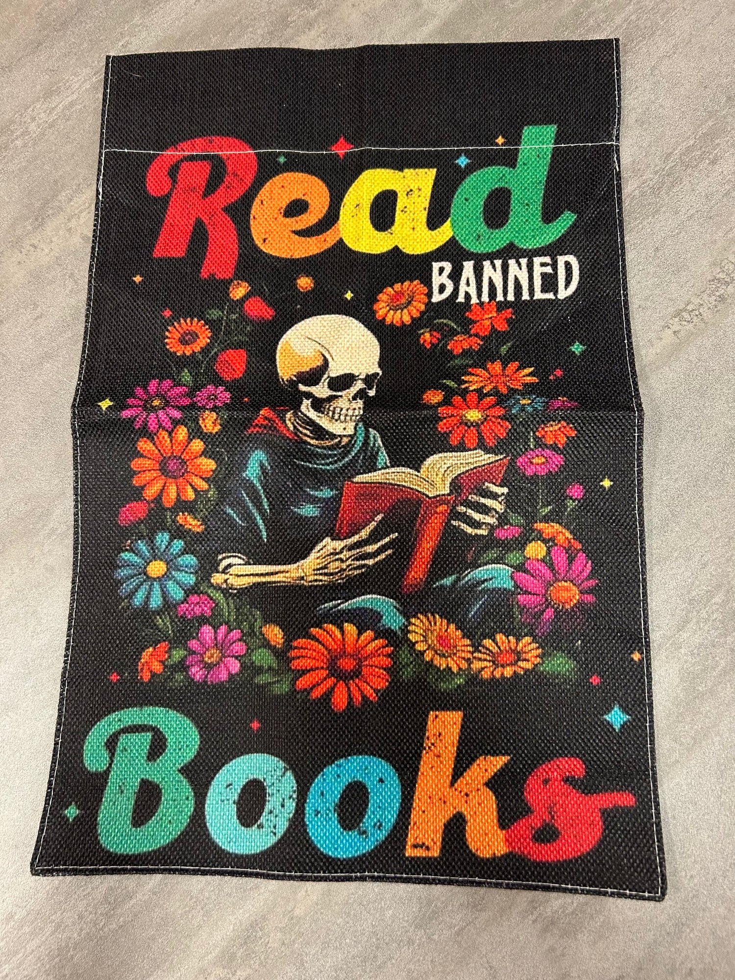 Read Banned Books Skeleton Garden Flag