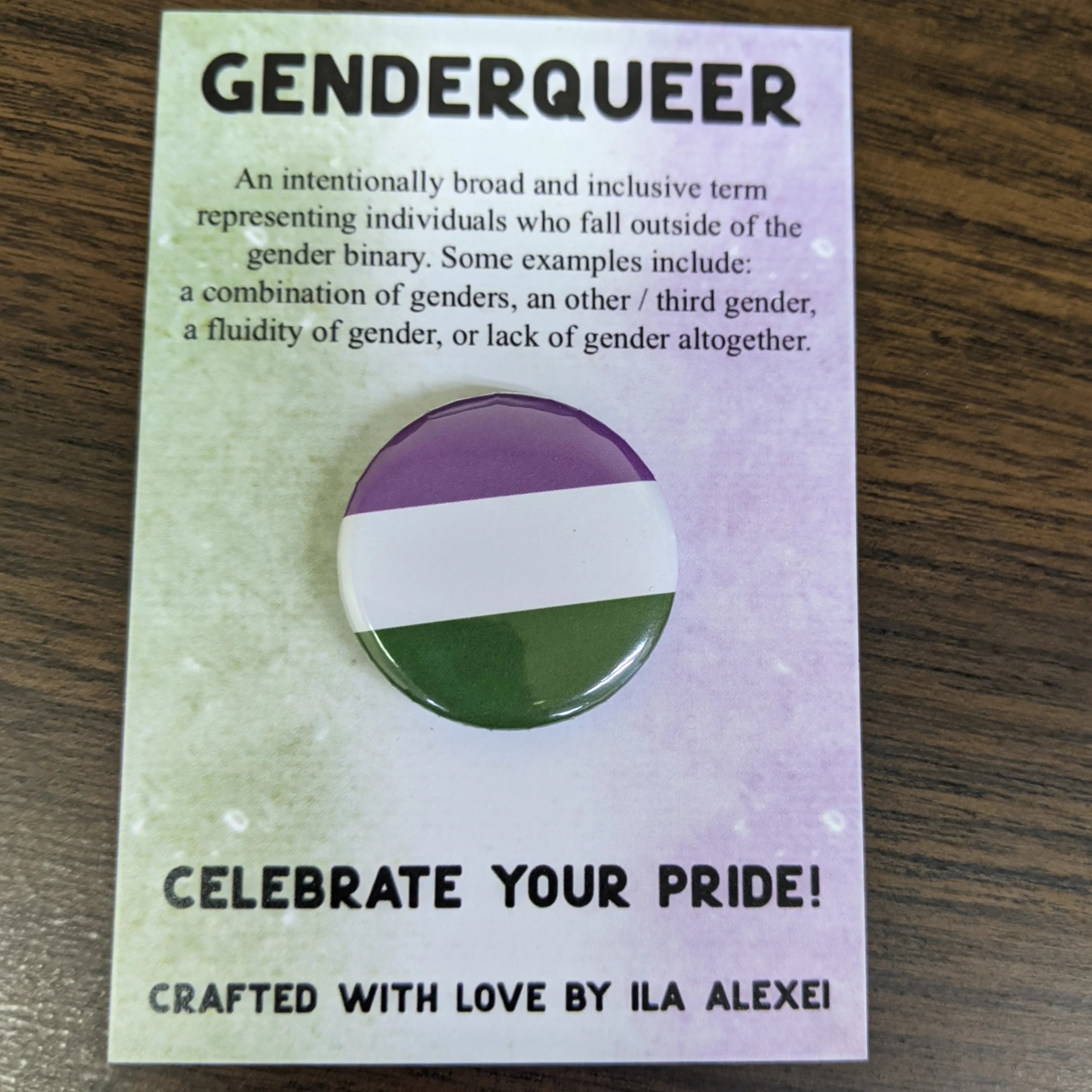 Genderqueer flag button – Queer Haven Books