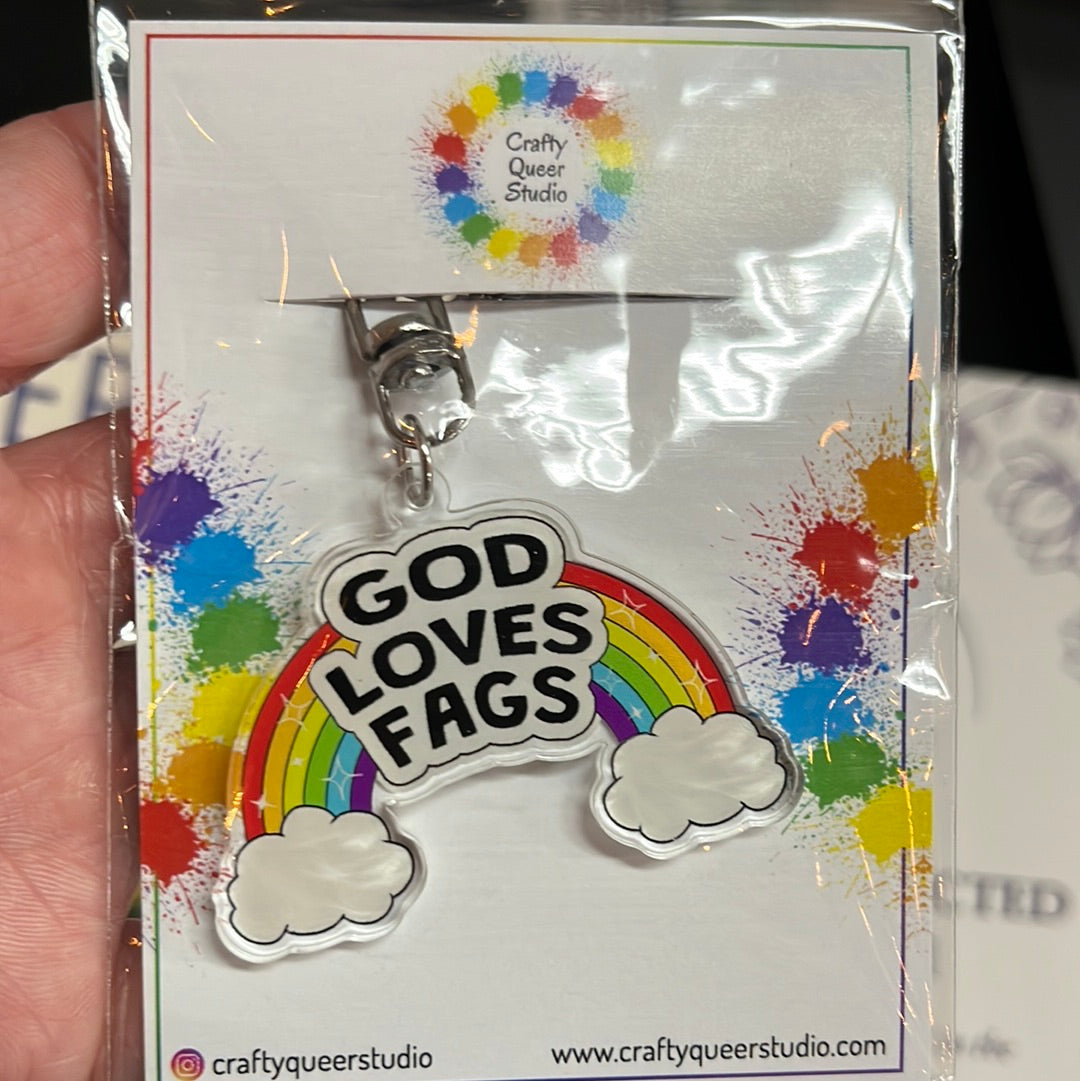 God Loves Fags LGBTQ+ keychain