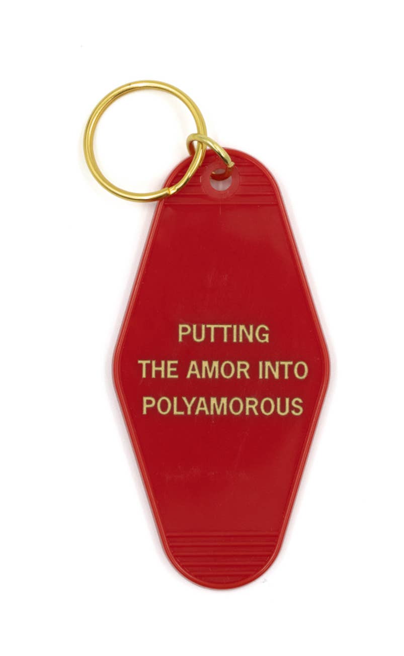 Putting the Amor in Polyamorous Motel Style Keychain in Red