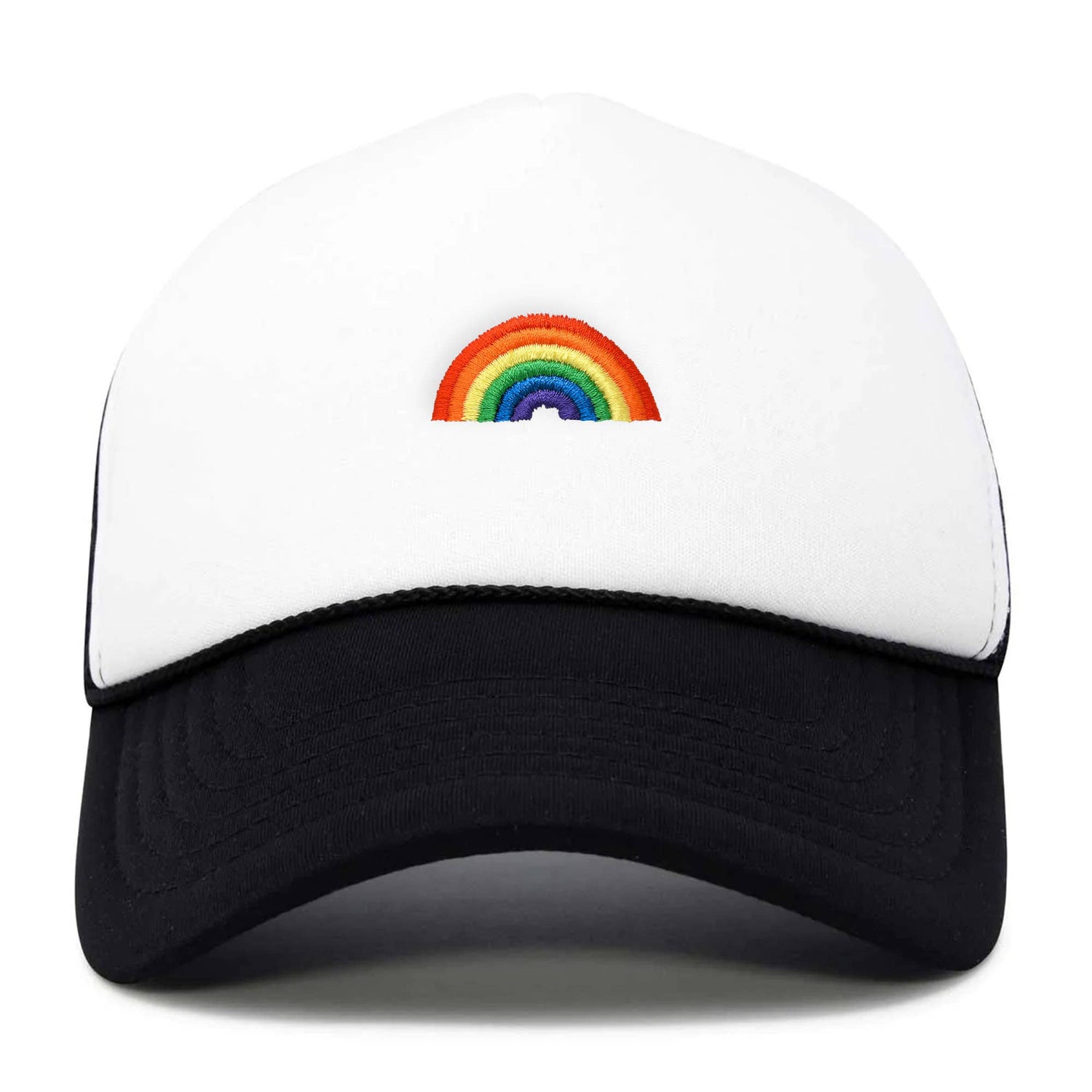 Rainbow Trucker Hat - Black and White