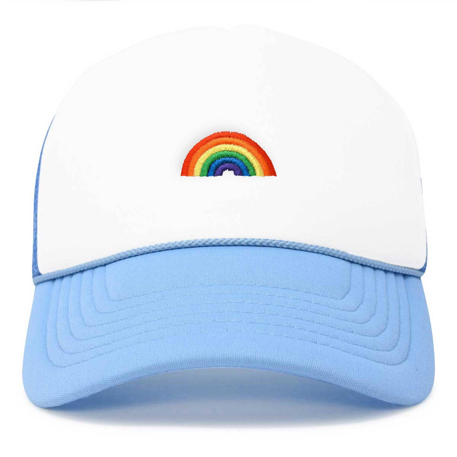 Rainbow Trucker Hat - Light Blue and White