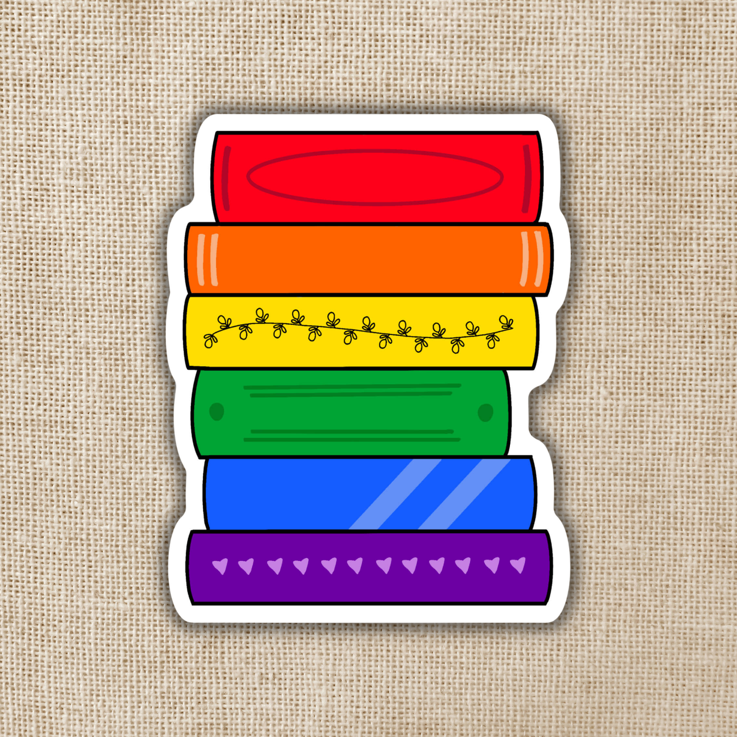 Pride Book Stack Flag Sticker