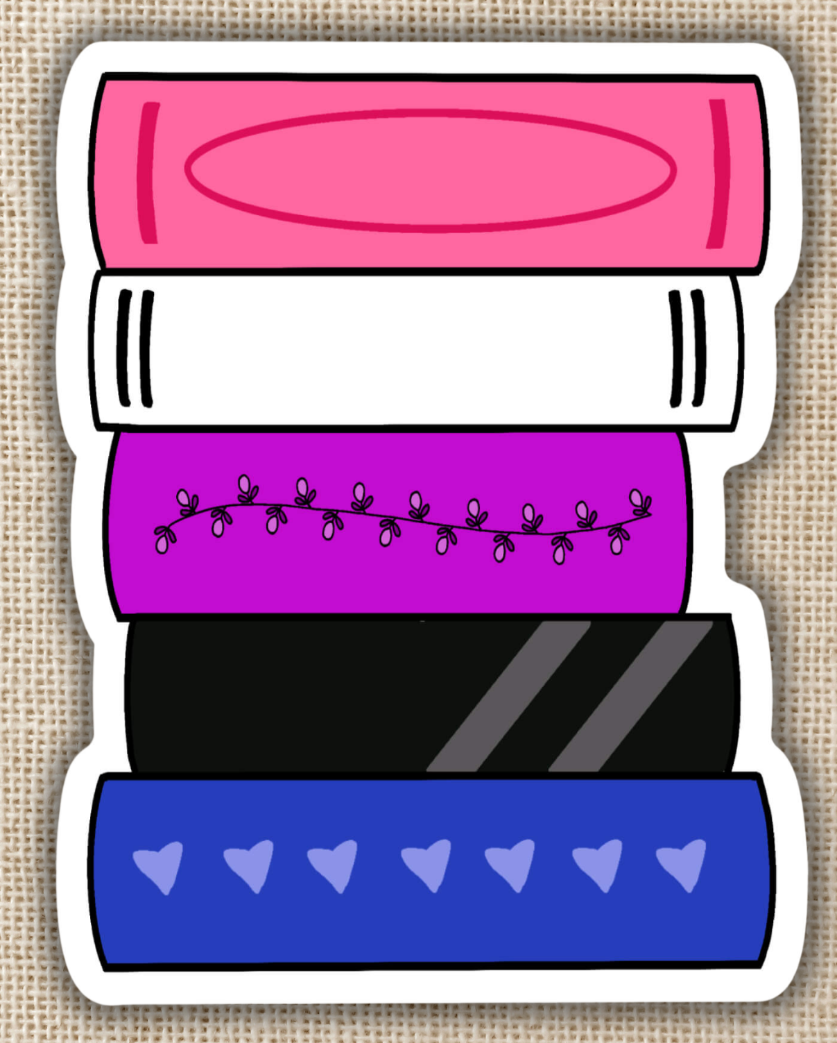 Gender Fluid Pride Book Stack Flag Sticker