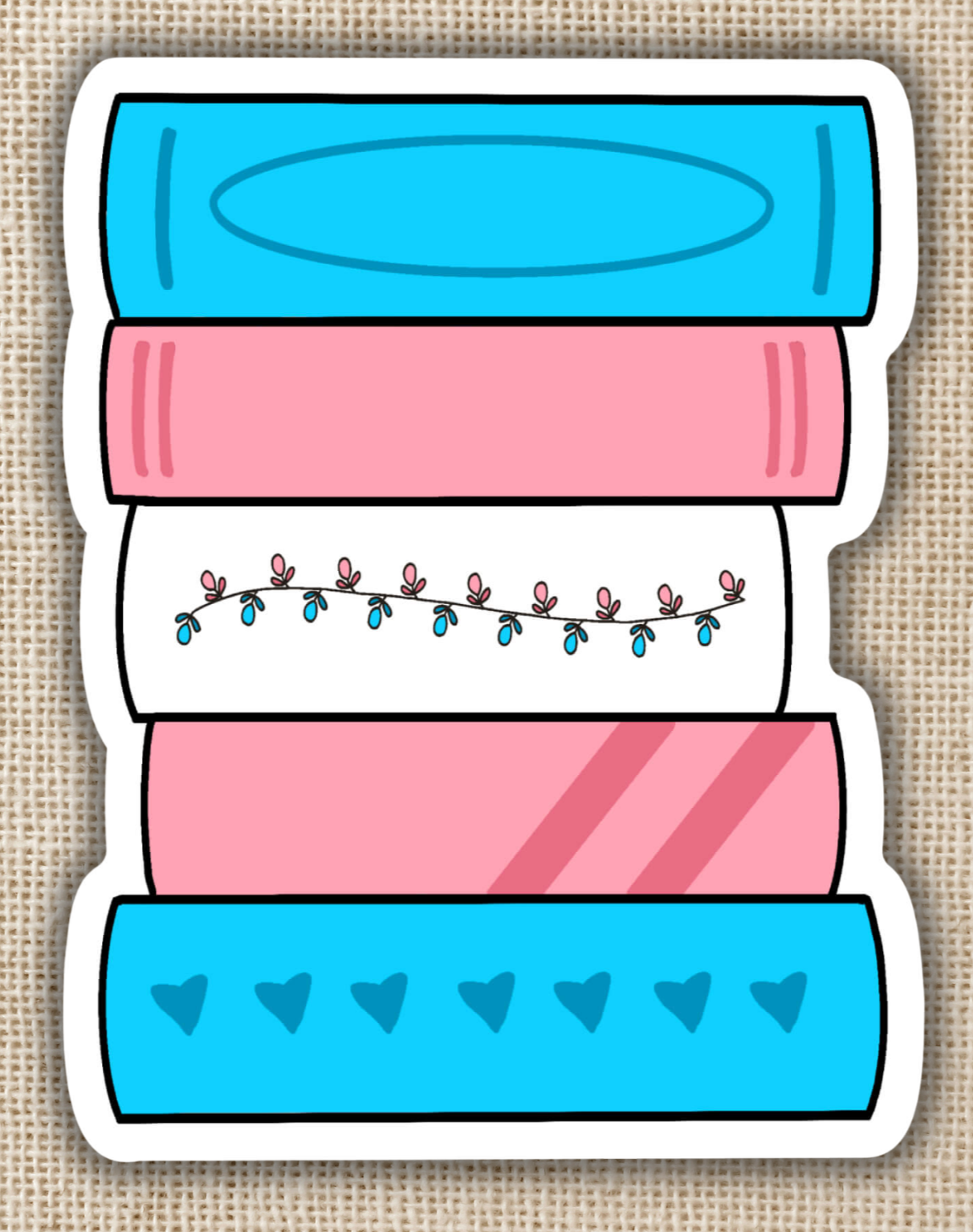 Trans Pride Book Stack Flag Sticker