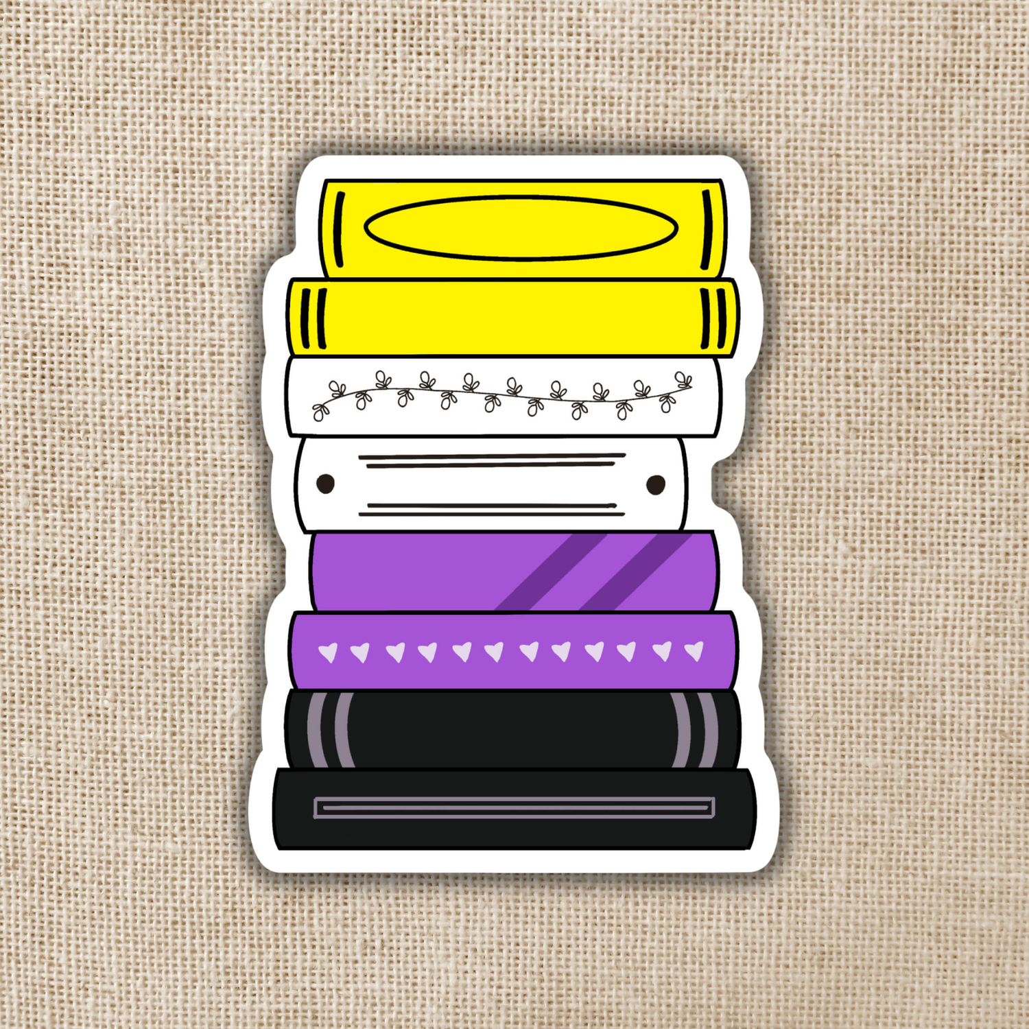 Non-Binary Pride Book Stack Flag Sticker