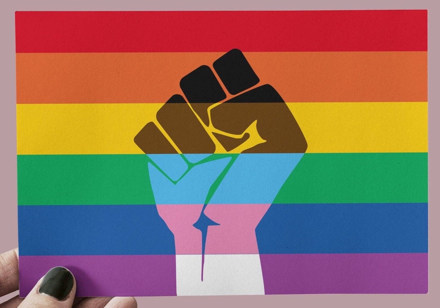 BLM Fist Inclusive Pride Flag Postcard